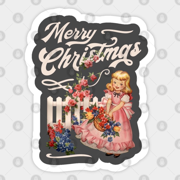 Merry Christmas Girl Garden typography illustration Sticker by SpaceWiz95